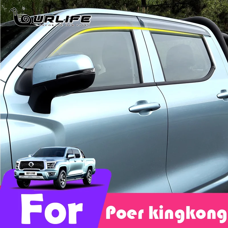 

For GMW Haval Poer Kingkong 2024 2025 Window Visor Awnings Shelters Vent Shades Sun Rain Deflector Guard Auto Accessories