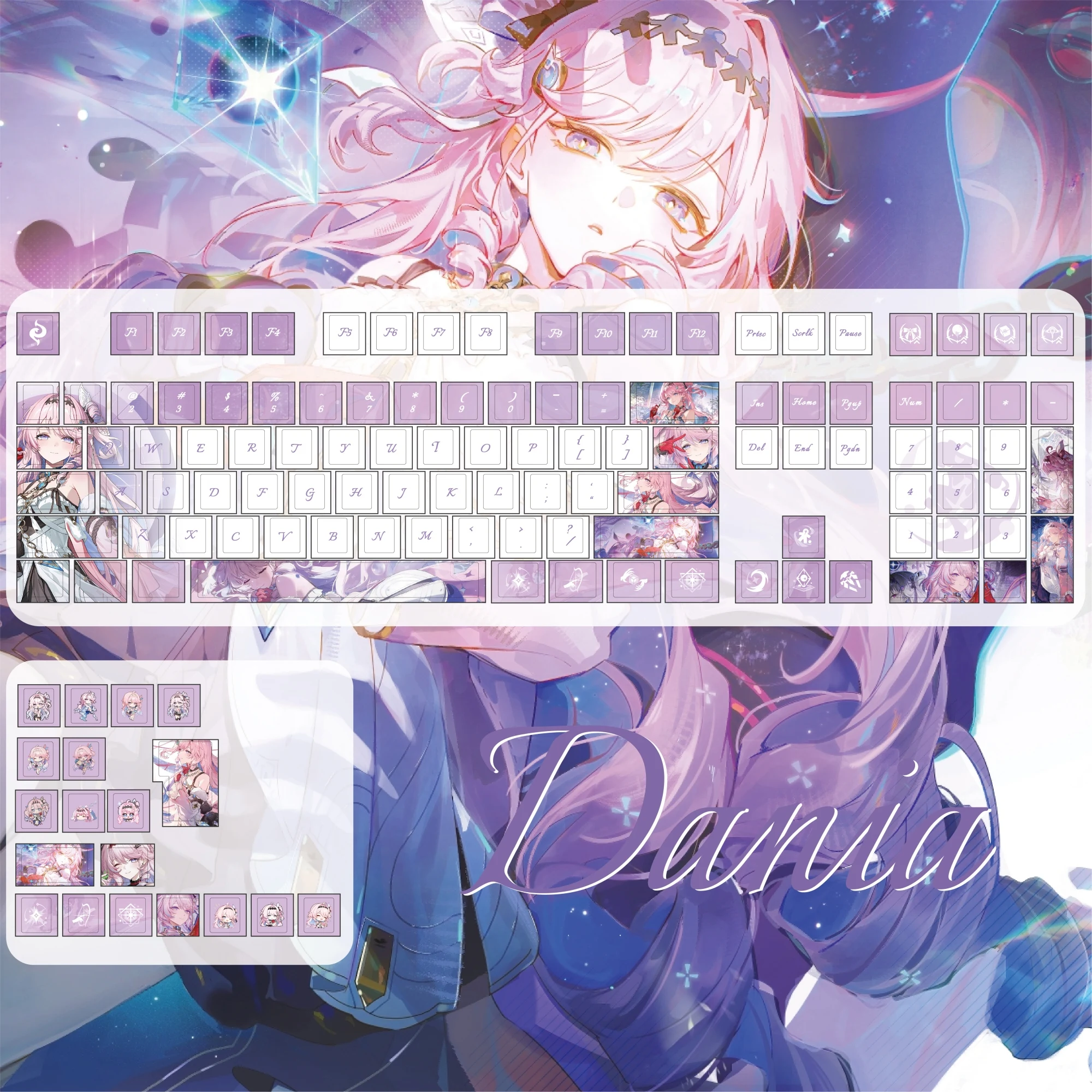MAIMOOO Wuthering Waves Denia Keycaps PBT Custom Cherry Profile ダーニャ Cartoon Anime Game Keycap for Mechanical Keyboard Gifts view 2