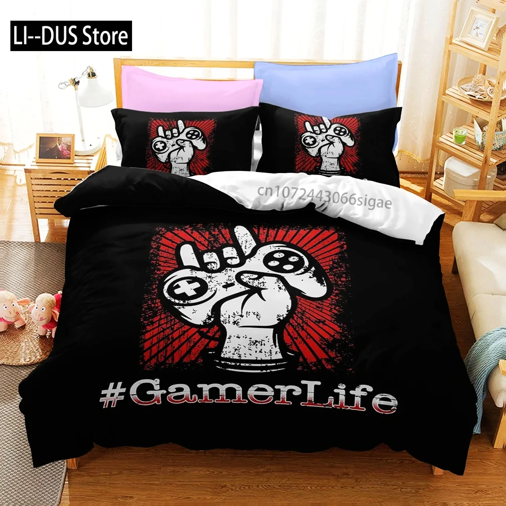 

3d Digital Gamer Print Bedding Set Quilt Cover With Pillowcases Twin 3Pcs Video Game Comforter Cover Full Queen King Double Size