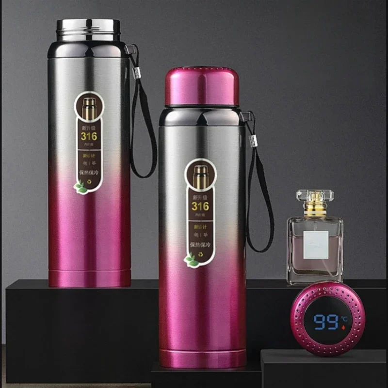 SUS316 Water Bottle Stainless Steel Vacuum Flask Large Capacity Thermos Cup LED Temperature Display Insulated Thermos Tumbler