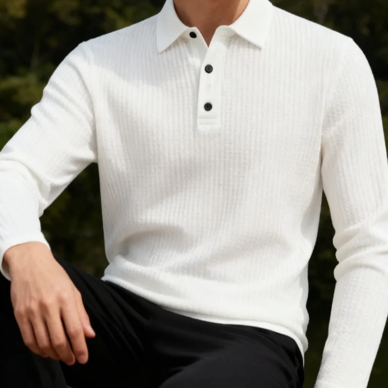 Polo respirant à manches longues pour hommes