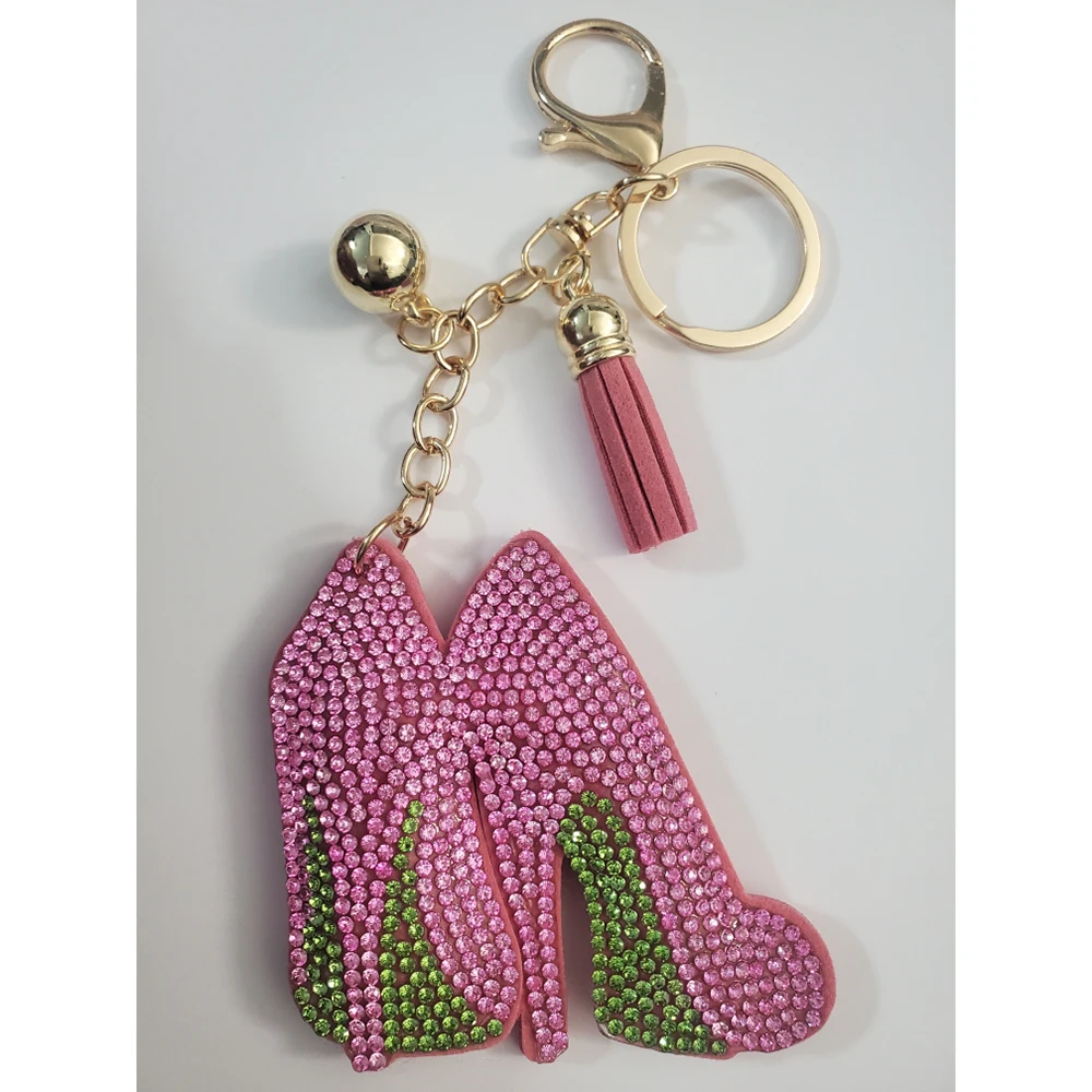 Pink green high heels keychain