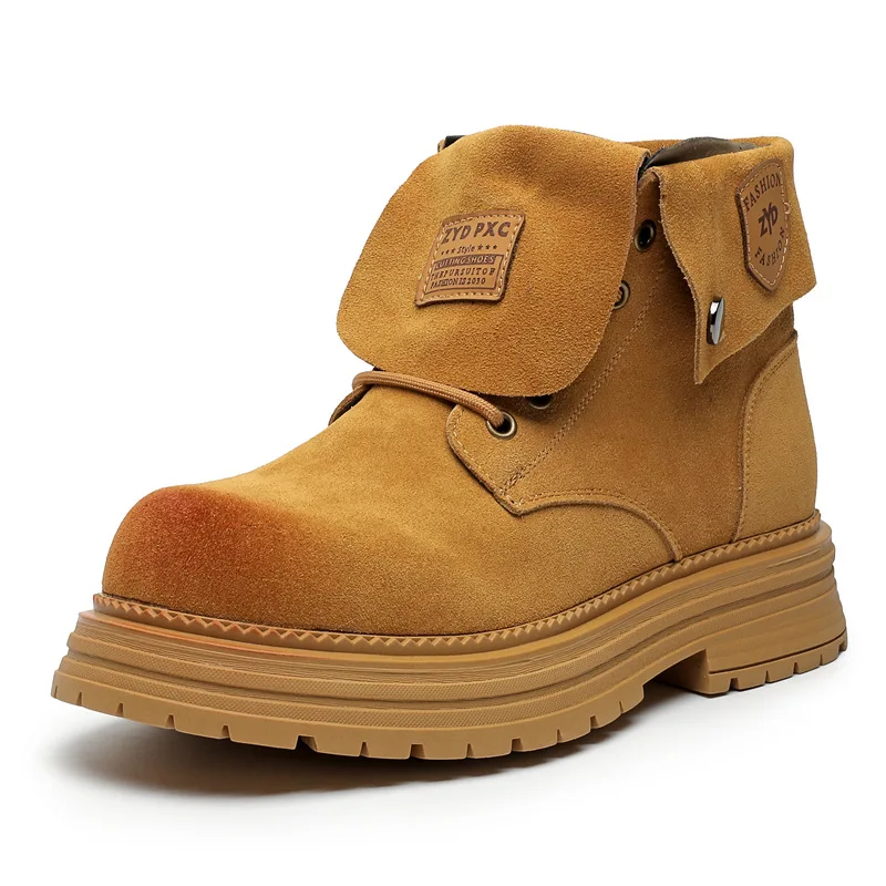 

2025 Mens Suede leather Lace Up Casual Chukka Unisex Ankle Boots Retro Oxford Dress Boots Women's Outdoor Work Motorcycle Boots