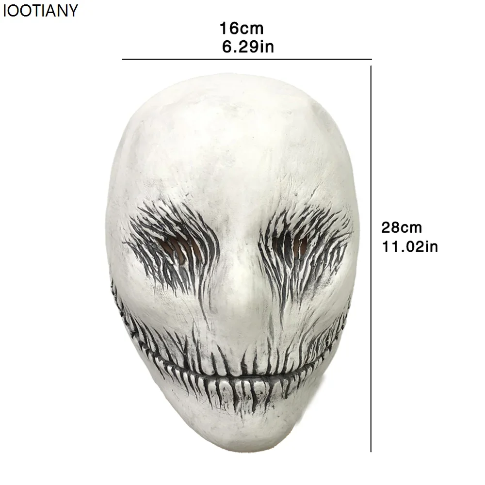 CosplayHalloween الرعب الأبيض شبح غطاء رأس الكبار تأثيري الجمجمة اللاتكس قناع الوحش شيطان الشر ابتسامة قناع كرنفال الرعب جزء