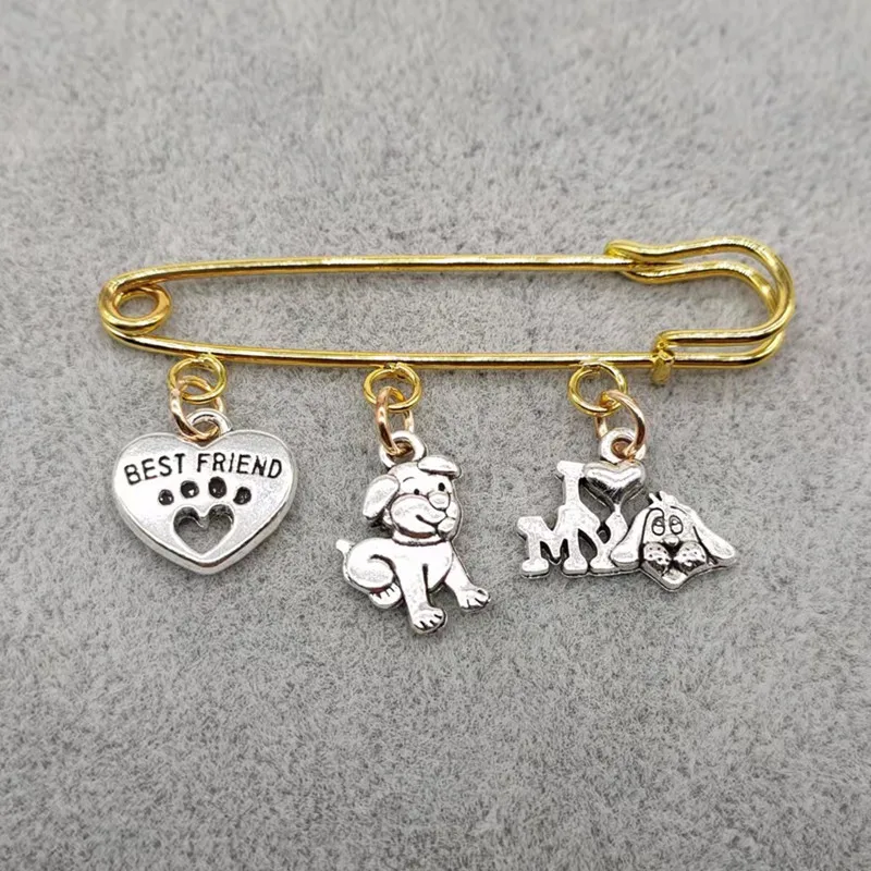 Fashion pet white dog brooch metal cute animal brooch women men lovers enamel crystal party jewelry gift accessories image 5