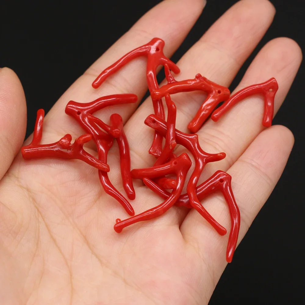 1PCS Natural Coral Red Branch Irregular Shaped Pendant Jewelry Making DIY Necklace Earrings Accessories Gift 10x15-20x30mm