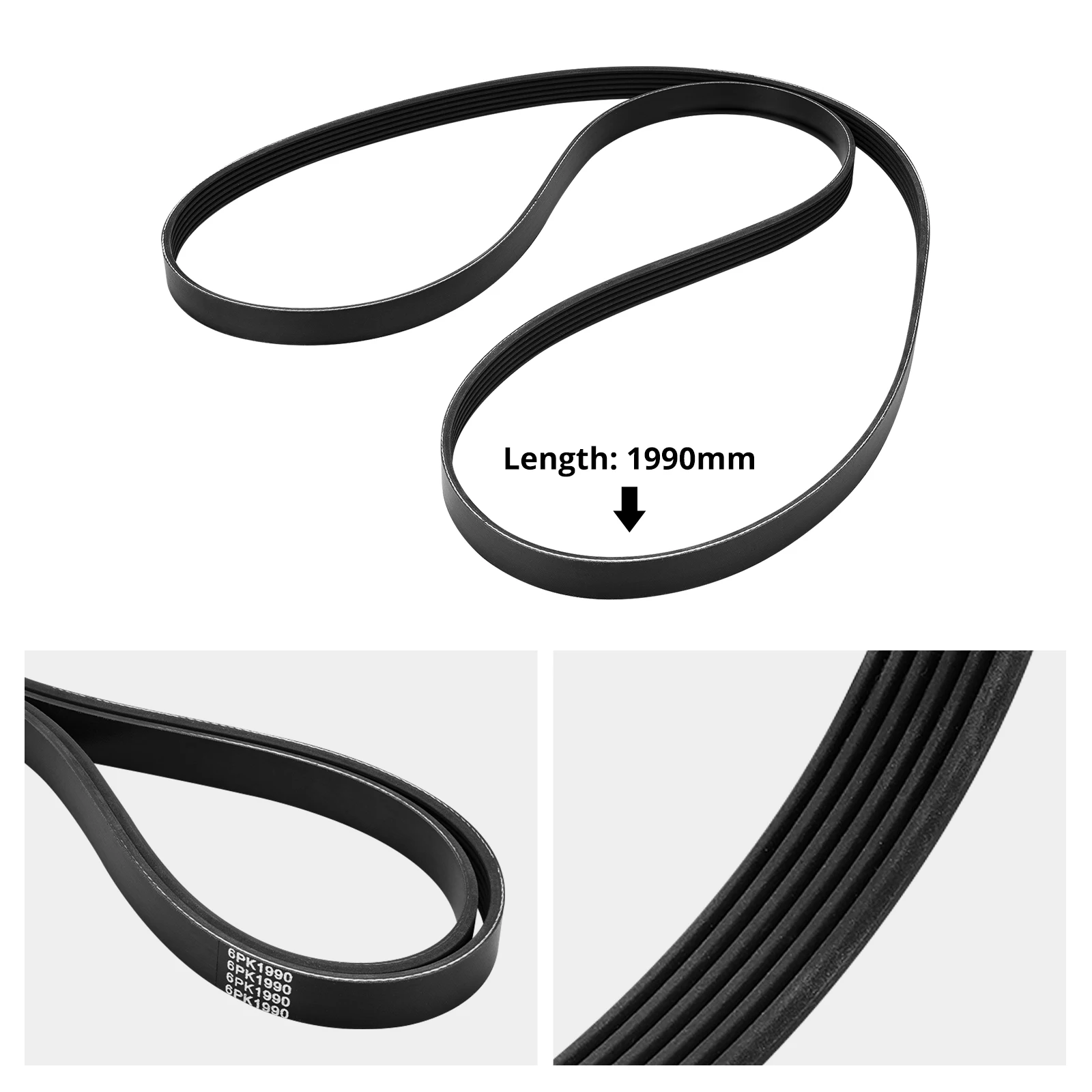 BEVINSEE 6PK1990 Keilrippenriemen für BMW N52 E90 E91 E92 E93 323i 325i 328i 330i E81 E82 E87 E88 125i 130i E60 E61 525i 530i – Detail 2