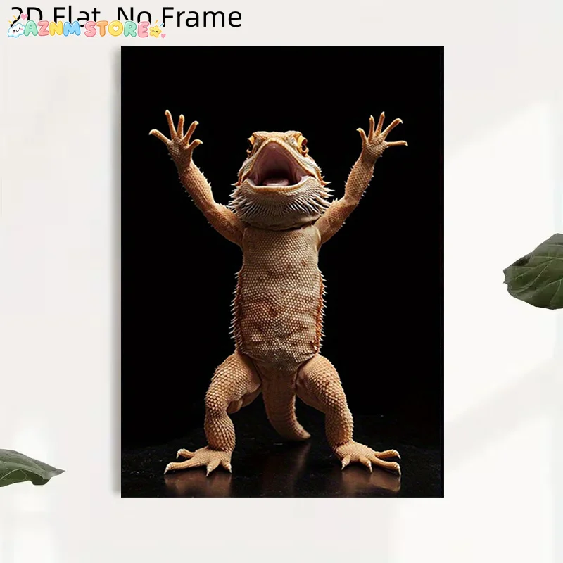 2027 1pc    No Frame Posters Beard Lizard Canvas Poster, Vibrant Wall Art, High-Quality Reptile Decor, Suitable for Living Ro