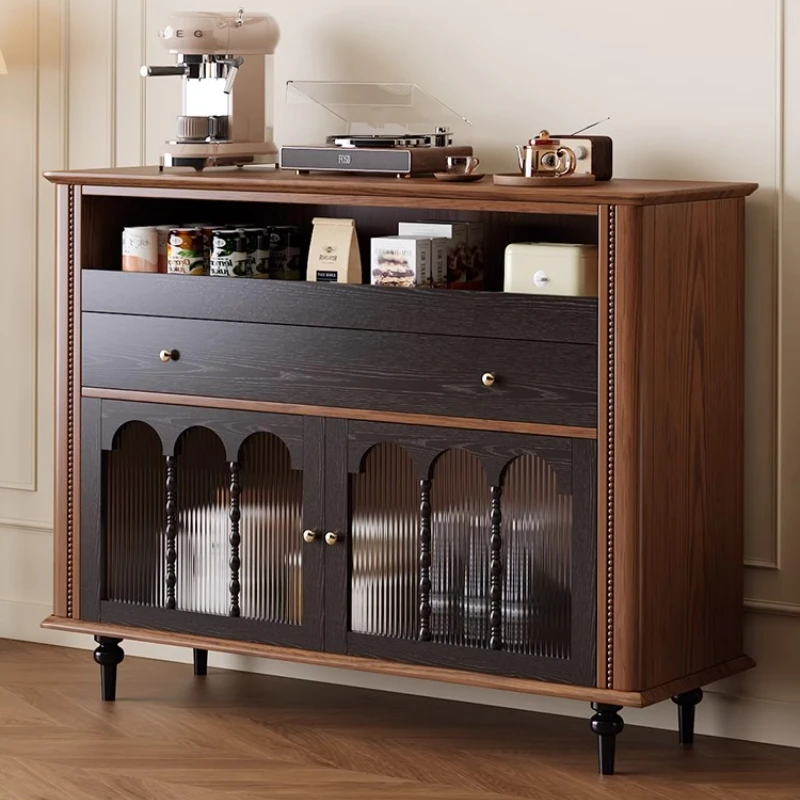 

Вспомогательный обеденный шкаф из массива дерева в винтажном стиле ретро, кухонный прихожий, сервант для хранения в гостиной, бытовая мебель