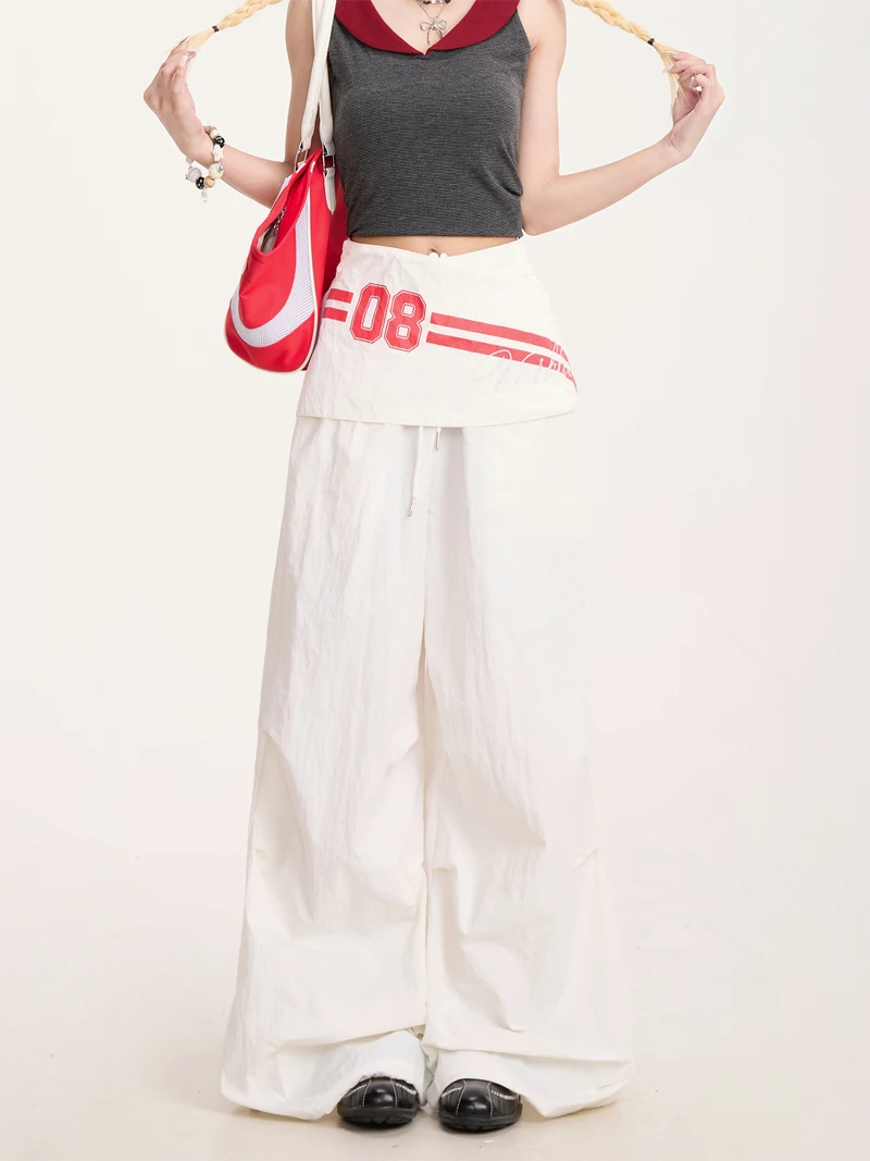 Parachutebroek Dames Baggy Lente Linnen Uitlopende pasvorm Cargostijl Buiten Minimalistisch Patchwork All-Match Trekkoorden Stedelijk Pittig