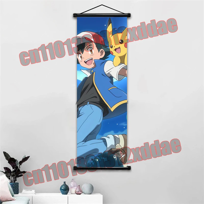 Seni Cetak Lukisan Kanvas Putih Gantung Anime Pokemon, Pikachu, Poster, Hadiah Lukisan Seni Dinding Kamar Anak-anak Rumah