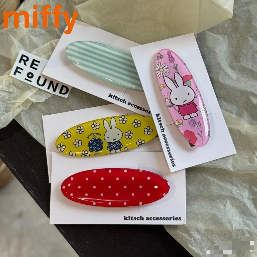 

New Arriva Kawaii Miffy Cute Hairpin Cartoon Rabbit Summer Series Ins Fashion Traceless Hair Clip Girl Festival Gift