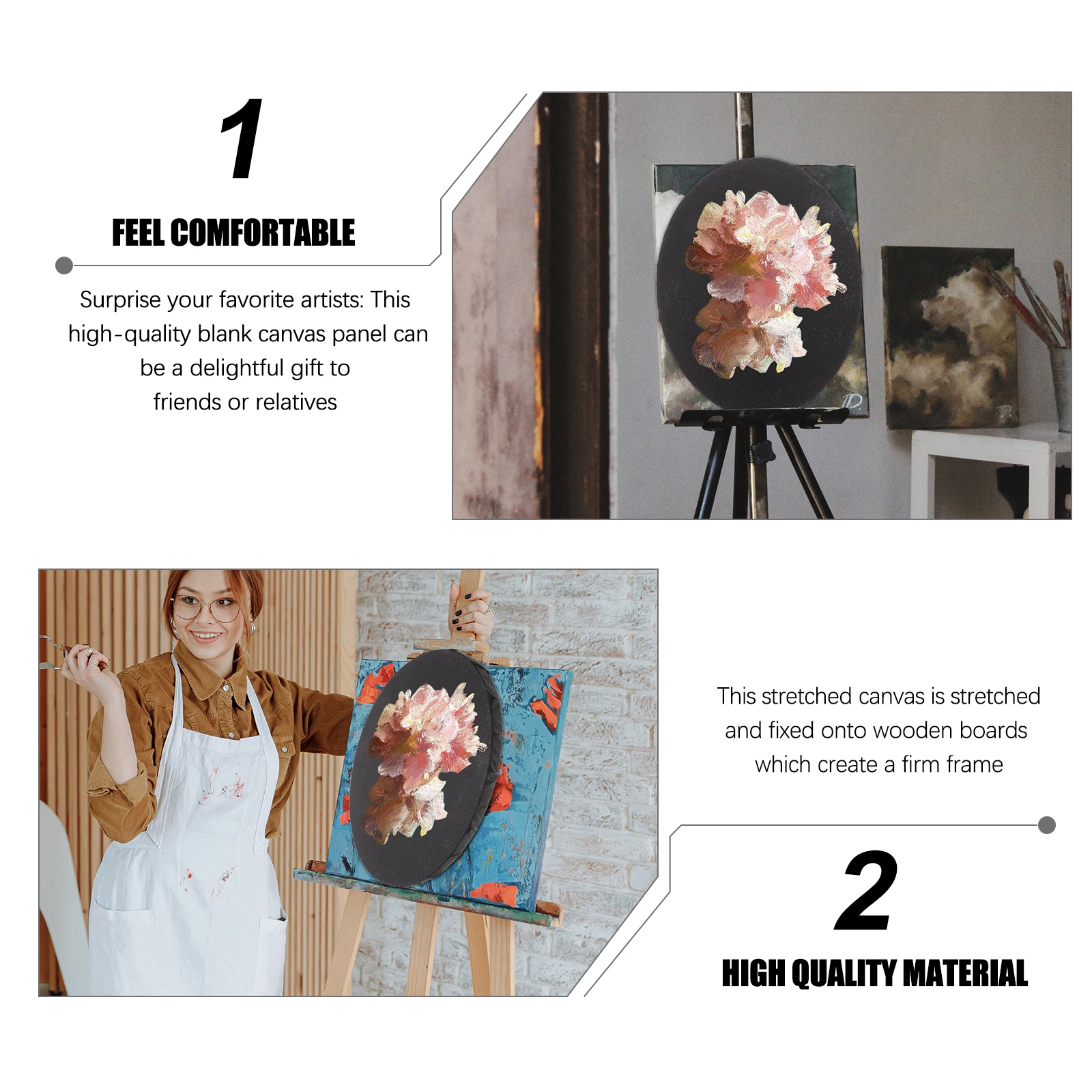 

Oval Frame Paint Canvas Canvases for Painting Framed Artist Stretched Stretcher Frames
