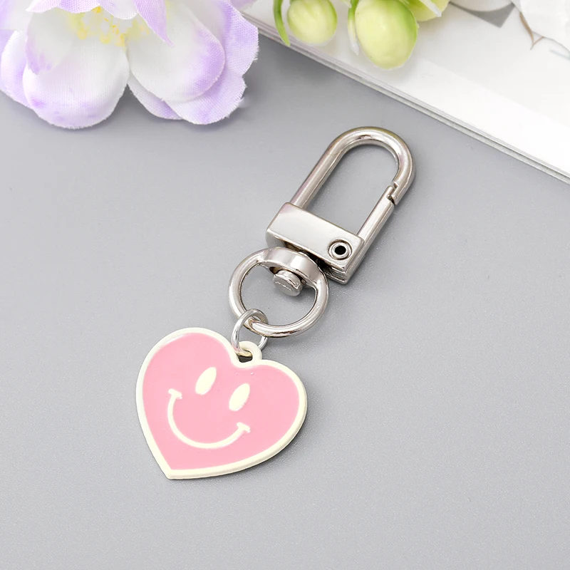 1Pcs Heart Love Smile Face Keychain Key Ring For Women Men Friend Gift Trendy Cute Bag Airpods Box Car Phone Accessorie Jewelry