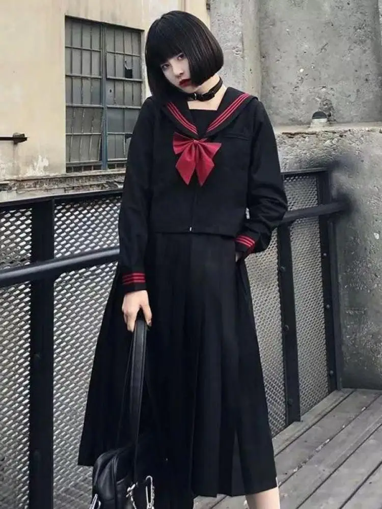日本の女子高生刺embroideryユニフォーム、長袖トップ、日本のクラス、学生のためのセーラー服、アニメcos-xl、2024