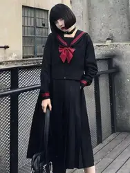 2026 School Girl Embroidery Uniform Long Sleeve Top Japanese Class Sailor School Clothes For Students Anime Cos For Women S-xl