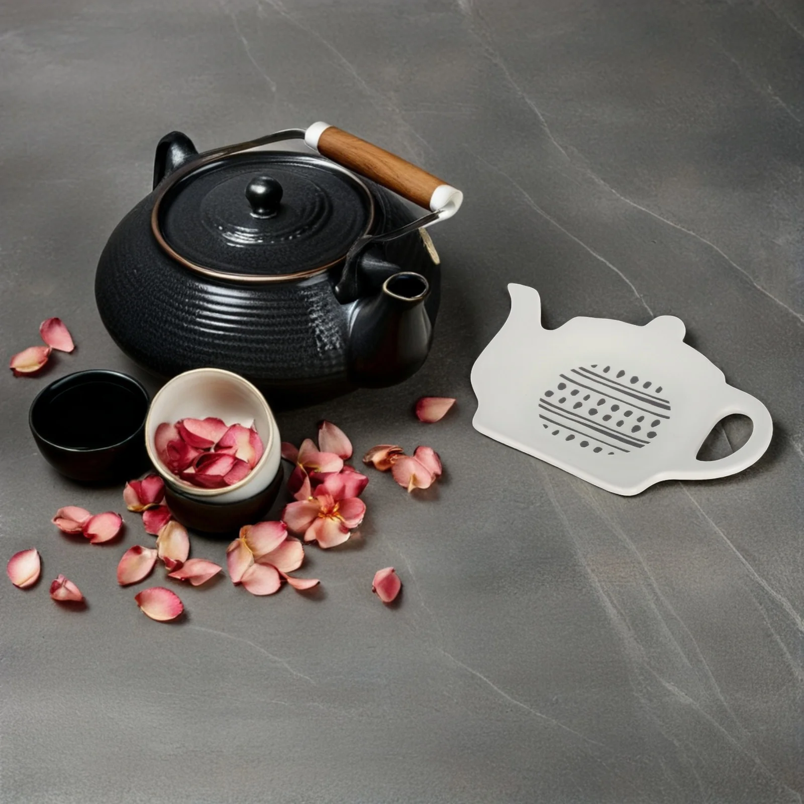 

Creative Teapot Shaped Porcelain Ceramic Tea Bag Holder Tray Cute Rest for Coffee Spoon Tea Tool Organizer Teabag Holder for Mug