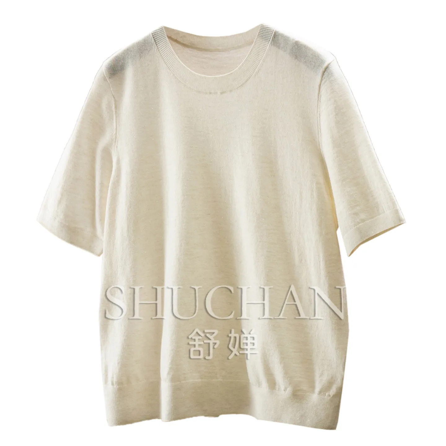 Pullover High-end Delicate Imported Broken Onion Yarn 60 Wool Gold Silk Short Sleeve Sweater Women's 61G2