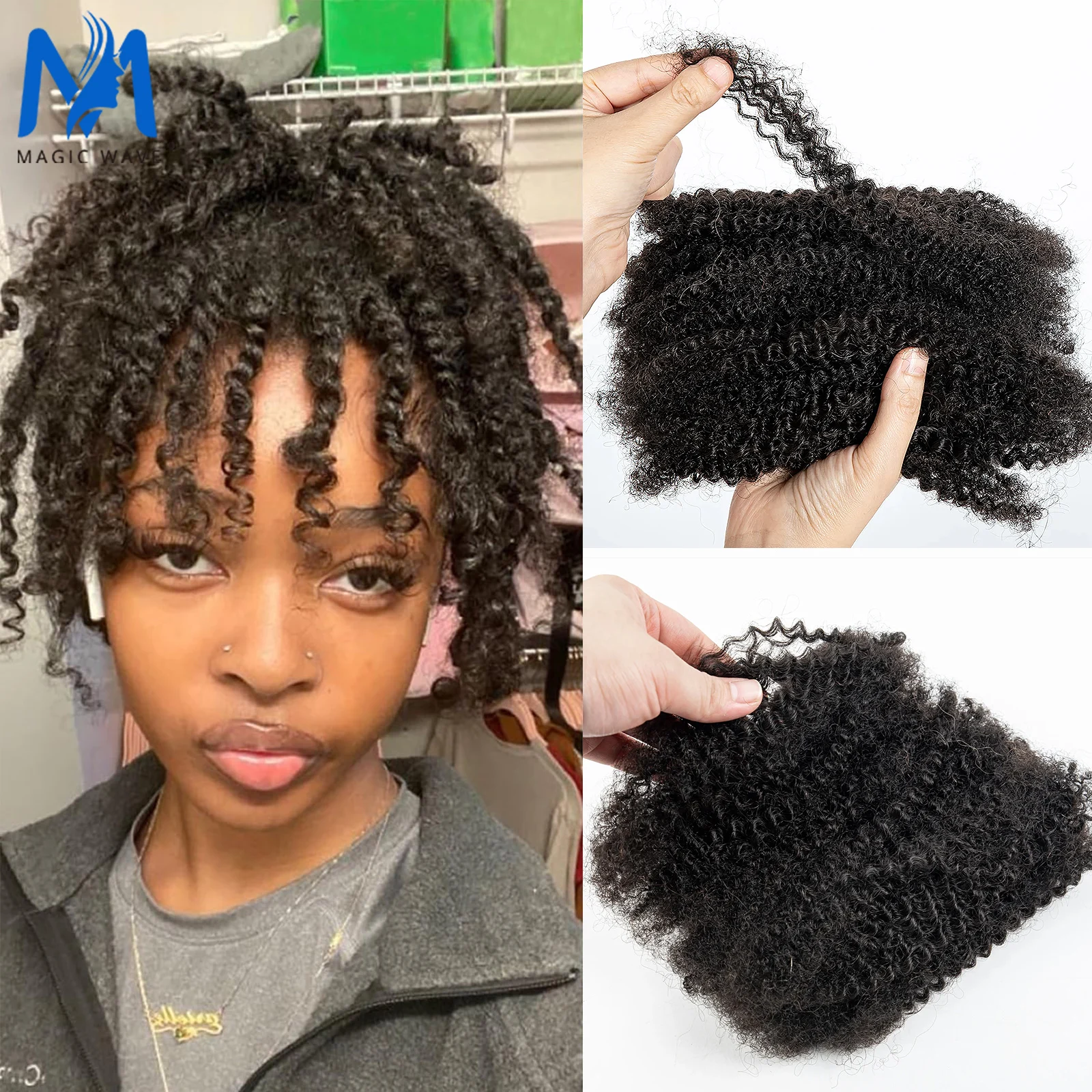 

Afro Kinkys Bulk Human Hair 50 г/упак. 100% человеческие волосы для мини-заплетения дредов Loc Extensions Afro Kinky Curly Hair Bulk