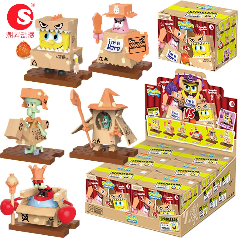 

Original SpongeBob SquarePants Blind Box Brave Stage Series Cartoon Character Movable Assembly Model Toys Kids Exquisite Gifts