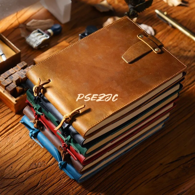 Retro Multi Functional Cowhide Book with Genuine Leather Binding Rope Notebook Handmade Sketching Picture 