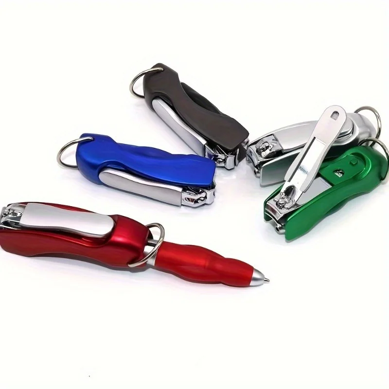 2-in-1 Multifunctional Keychain with Nail Clipper & Folding Ballpoint Pen - Perfect for Outdoor Travel, Home Improvement Tool