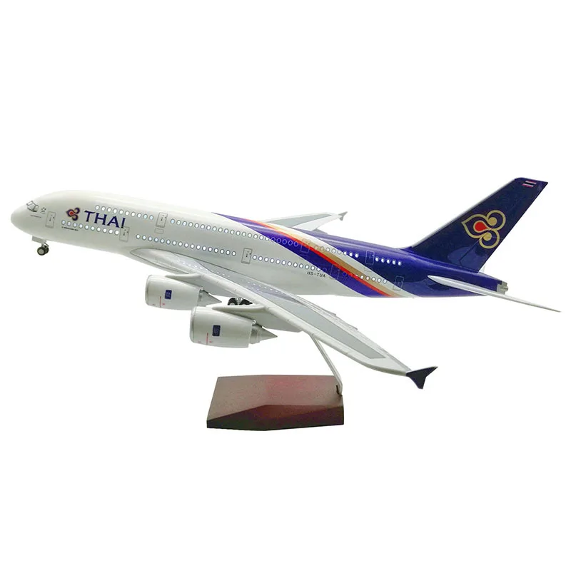 

47CM Aircraft Model Airbus A380 Thai Airways Voice Controlled LED Lighting Simulation Aircraft Model