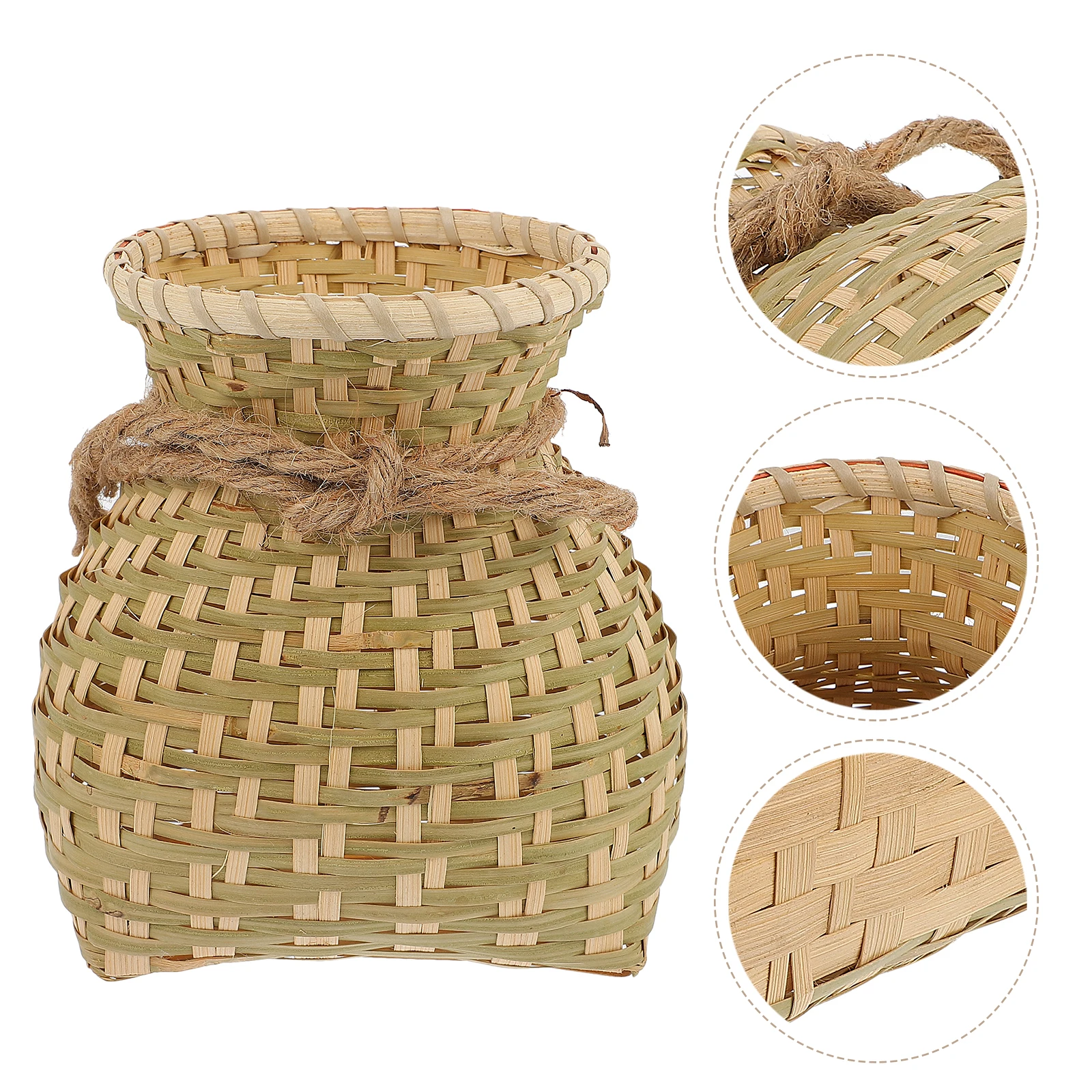 

Elegant Bamboo Woven Portable Storage Container Handmade Decorative Basket For Home Garden Bedroom Flower Arrangement Bamboo