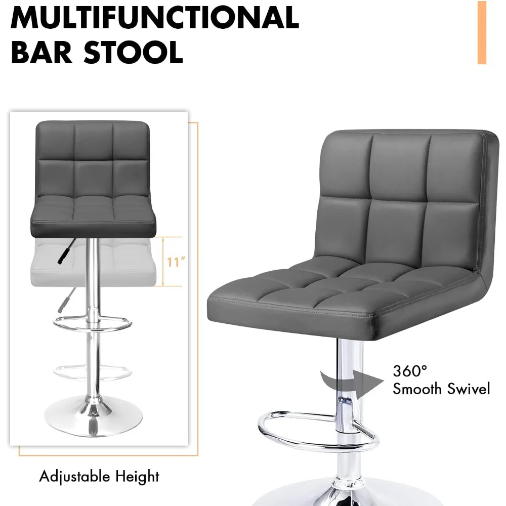 بار البراز الحديثة بولي Leather الجلود ارتفاع قابل للتعديل قطب مقاعد للبار بدون ذراع المطبخ مكافحة كراسي بار جزيرة هيدروليكية بار البراز