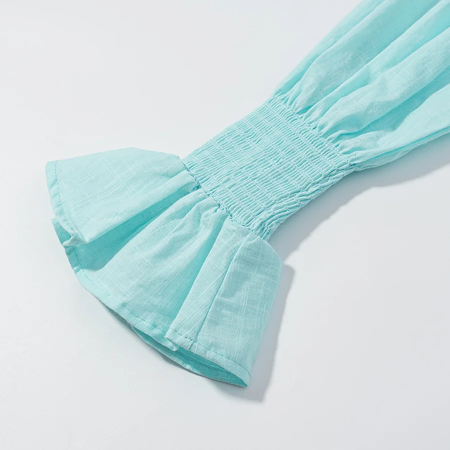 KASLEAD nuevo conjunto Faion para mujer pantalones ort de cintura alta linterna Sve un hombro Top y Bot traje de otoño a juego