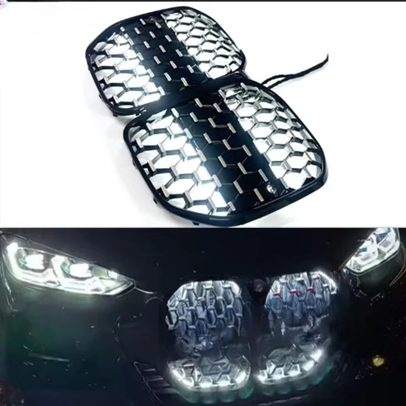 LED Front Bumper Grille Grill For 4 Series G22 G23 G26 430i M440i 2021-2024 Style With ACC Accessories ABS Front Grill
