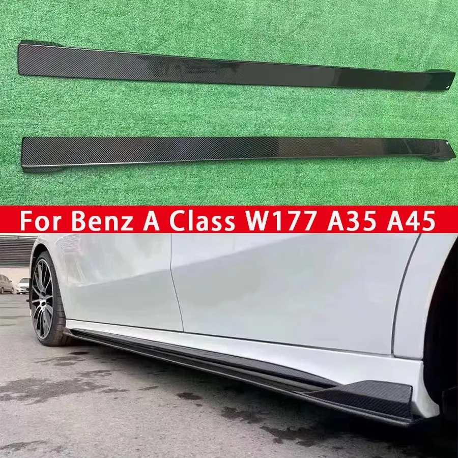 

For Mercedes Benz A Class W177 A35 A45 Carbon Fiber Side Skirt Side bumper Splitters Side skirts Cupwings Apron Side panel