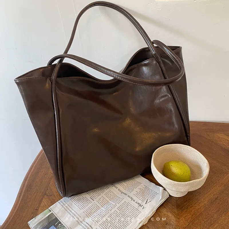 

Women Tote Bag Fashion Underarm Pouch Large Capacity Soft Pu Leather Shoulder Bag Retro Crossbody Casual Portable Bucket Bags