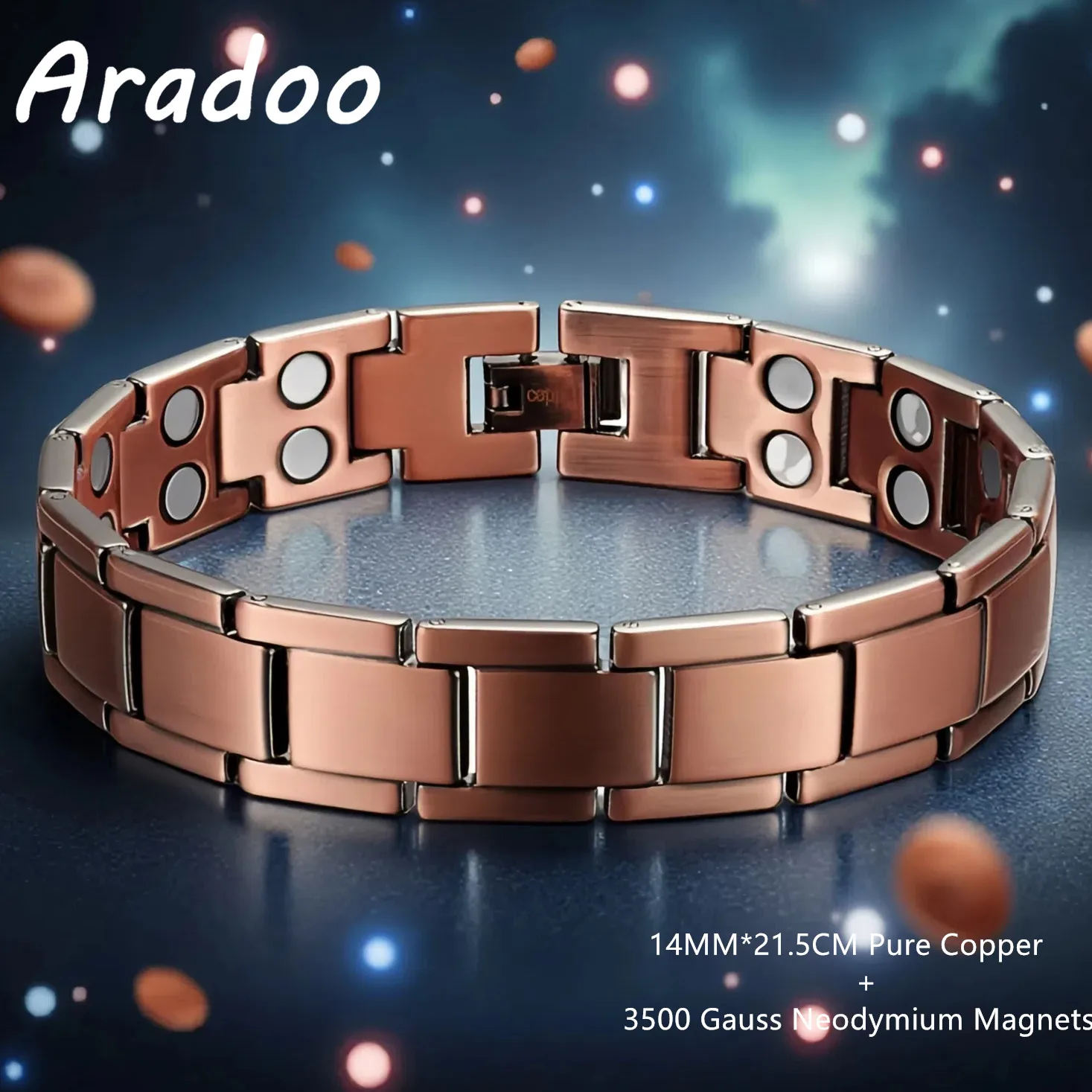 

ARADOO Preumium медный магнитный браслет для мужчин 3500, браслет Gauss с сильной магнитной терапией, подарок на день отца