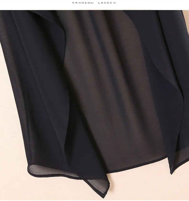 Chiffon Vests Women Holiday Street Solid Black Sweet Thin Summer All-match Fairy Outerwear Sexy Long Draped Open Stitch Vintage