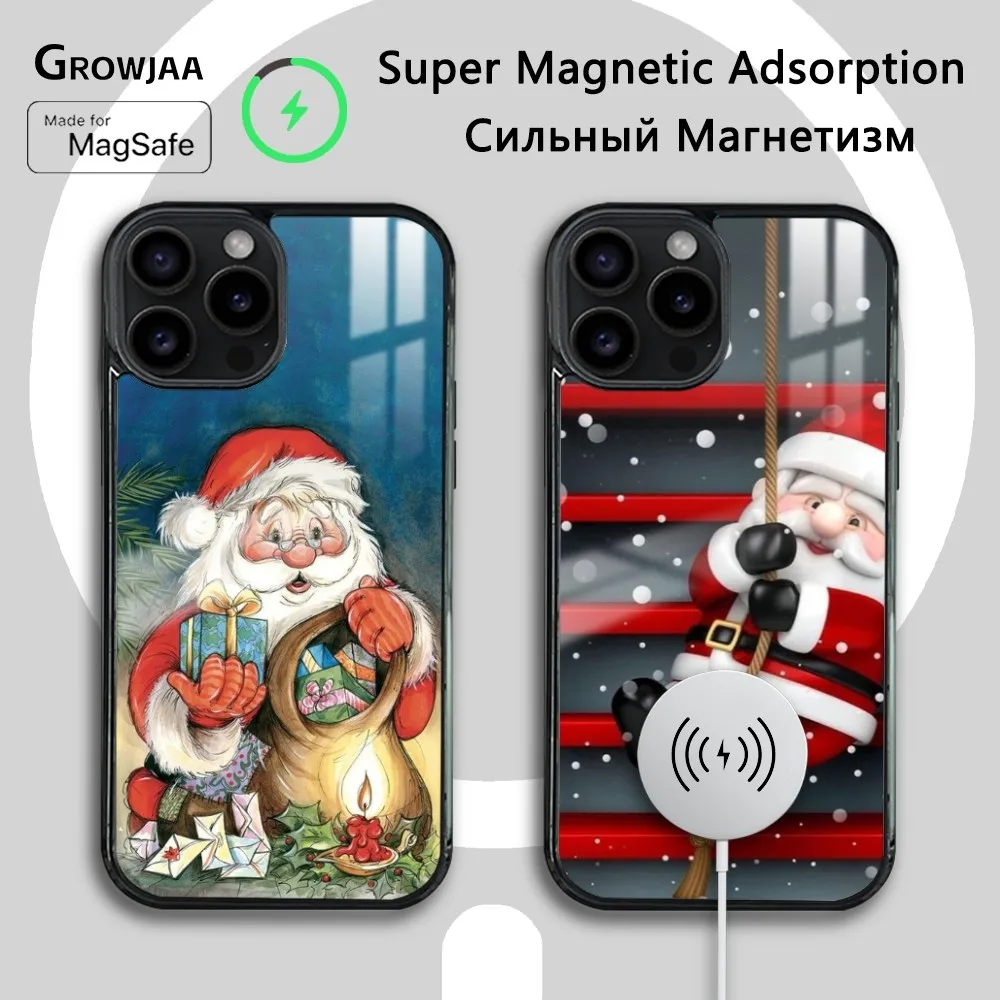 

Father Christmas Cool Phone Case For iPhone 16 15 14 13 12 11 Pro Max Plus Mini Magsafe Mirror Wireless Magnetic Cover