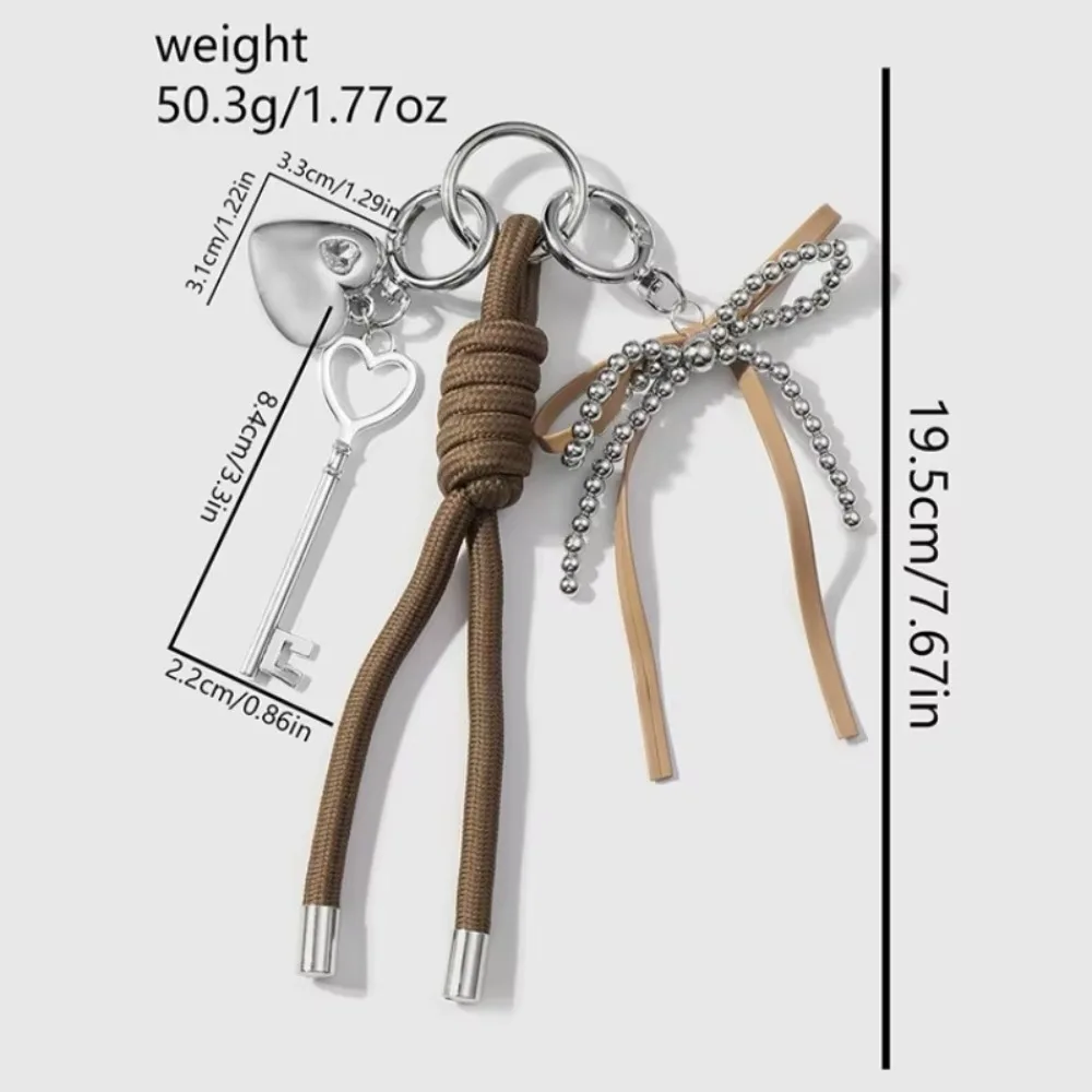น่ารัก DIY ผู้ถือพวงกุญแจ Y2K เพิร์ลโบว์หัวใจกระเป๋าจี้กระเป๋าตกแต่งผู้หญิง