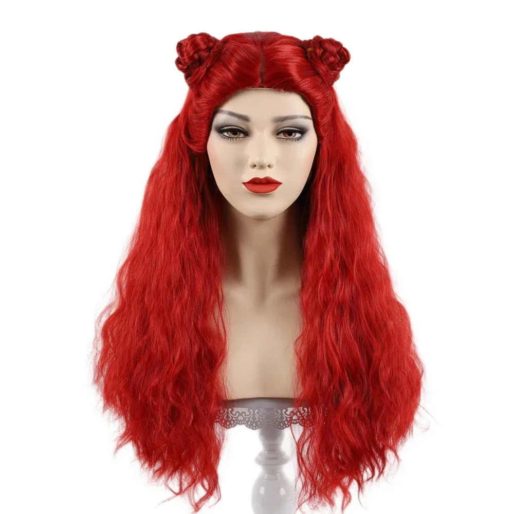 Movie Descendants: The Rise of Red Cosplay Wig Women Red Long Curly Hair Heat Resistant Synthetic Wigs Halloween Prop