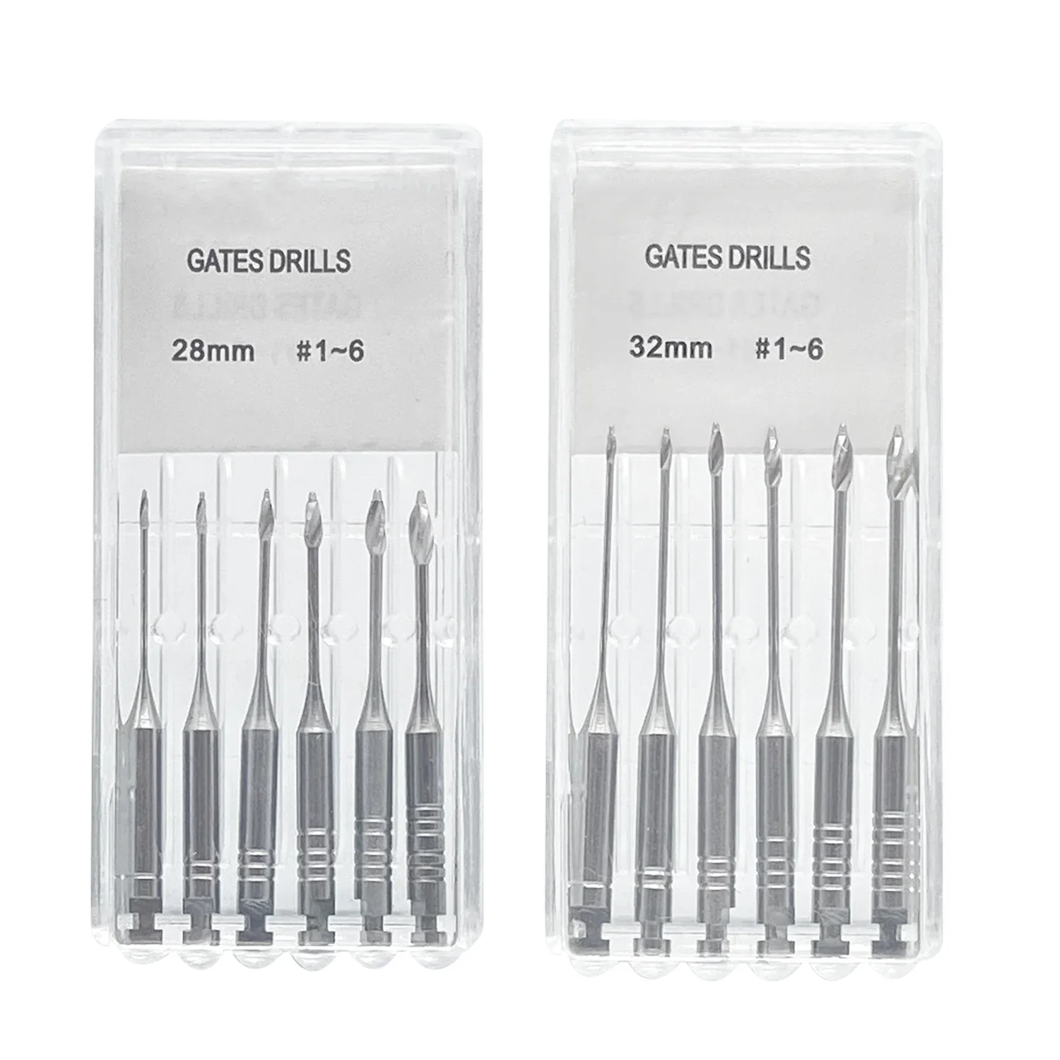 6Pcs/Pack Dental Endodontic Peeso Reamer Gates Drill Glidden Rotary 28mm 32mm Engine Use Stainless Steel Endo Files #1-6 Dentist