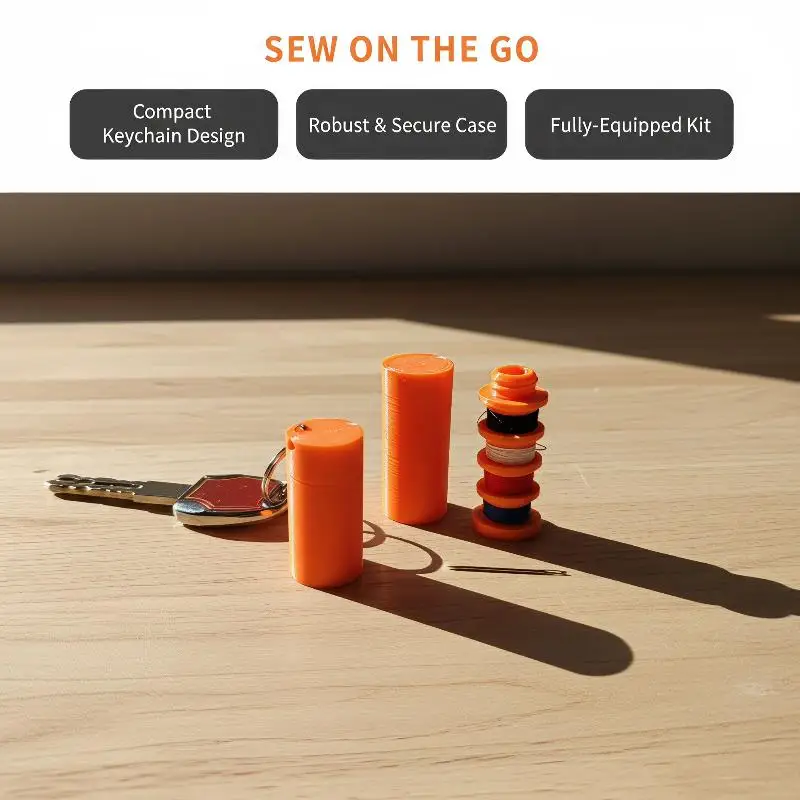 New 1Set Portable Sewing Kit Mini Keychain Sewing Organizer Storage For Travel Clothes Button Mending No Thread Needles Included