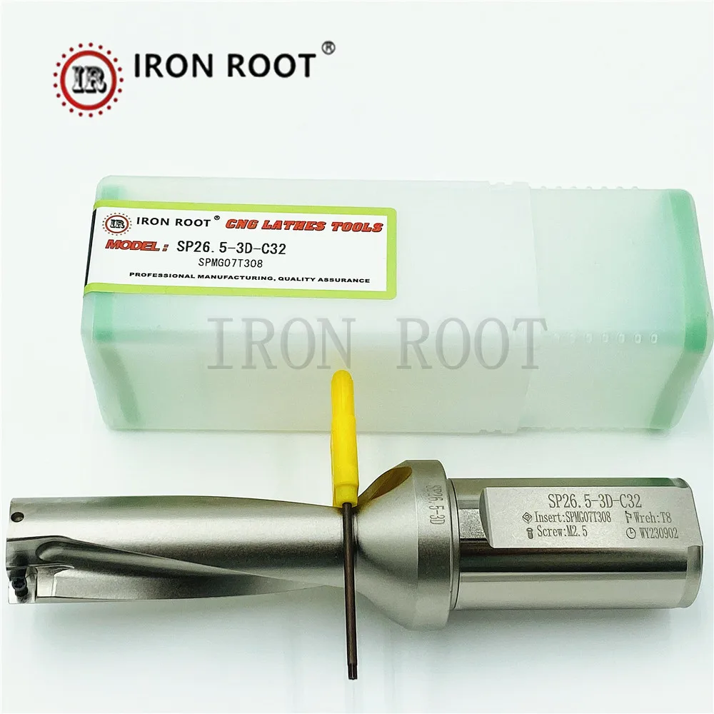 IRON ROOT SP Series Volent Drill 3D, U Drill Deep Hole Drill Indexable Insert 25.5~30 CNC Turning Tools for SPMG Carbide Insert