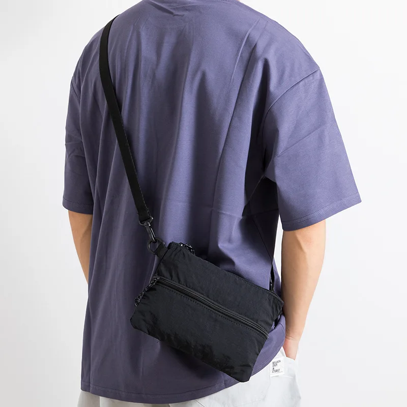 Bolsa de ombro em nylon para homens, estilo streetwear, estilinete para adolescentes universitários, sacos mensageiro masculino, bolsa cruzada escolar casual, japonesa