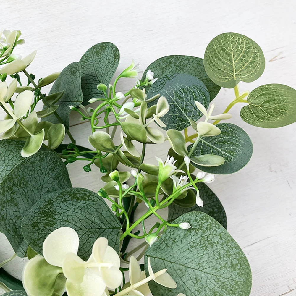 Green Eucalyptus Leaves Grinaldas, Candle Pillars Holder, Natal, Casamento, Casa, Porta, Decoração de mesa, Atacado, 25cm