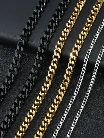 3/5/7mm Stainless Steel Cuban Link Chain Classic Punk Personality Jewelry Simple Fashion Hip-hop Couple Necklace for Men Women