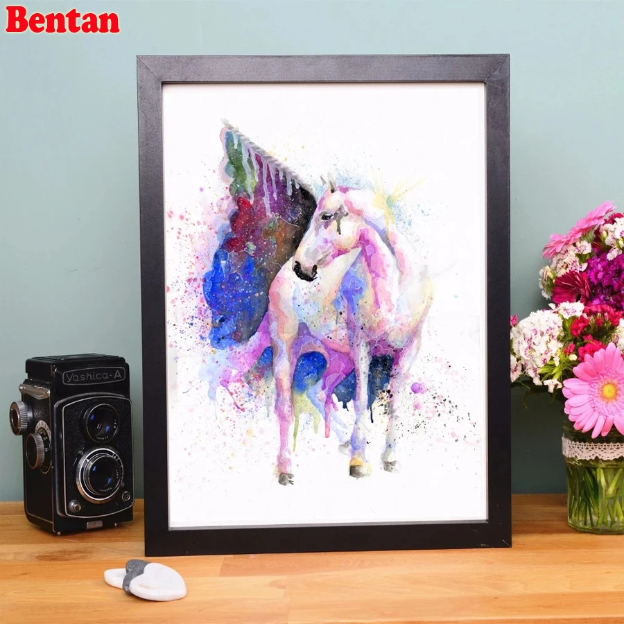 Full Square/Round Drill Round Unicorn And Horse Mosaic Diamond Embroidery Diamond Painting Cross Stitch Kits Watercolor Art