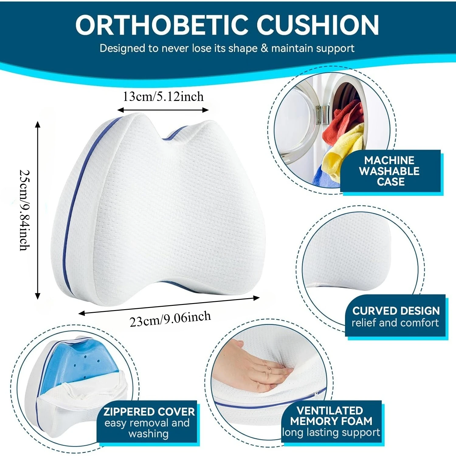 Knee&Leg Pillows Foam Support Pillow for Sleeping for Back Pain,Leg Pillow for Sleeping On Side,Memory Foam Cushion Knee Support
