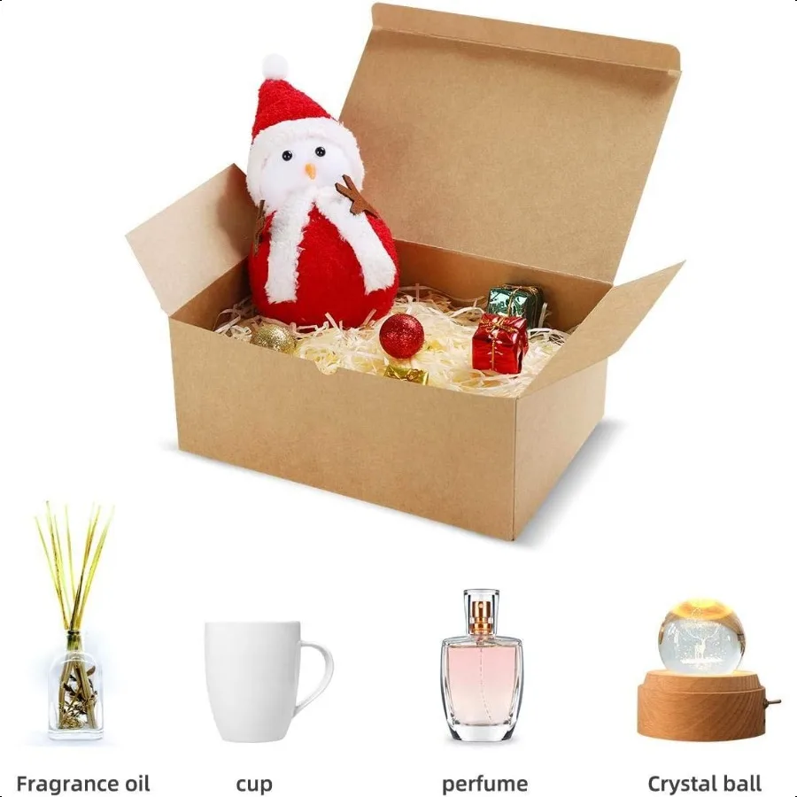 Braune Geschenkboxen, 9,45 x 6,5 x 4 Zoll, 10er-Pack, Papier-Geschenkbox mit Deckel für Brautjungfern, Geschenke, Geburtstagsfeier, Weihnachten, Hochzeit, Crafti