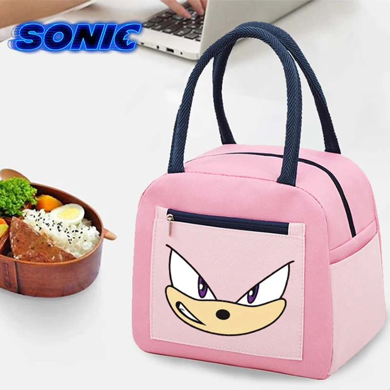 Sonics Lunch Bags Waterproof Food Cooler Bag Large Capacity Heat Preservation Anime Cartoon Character Print Girl Boy Kid Present