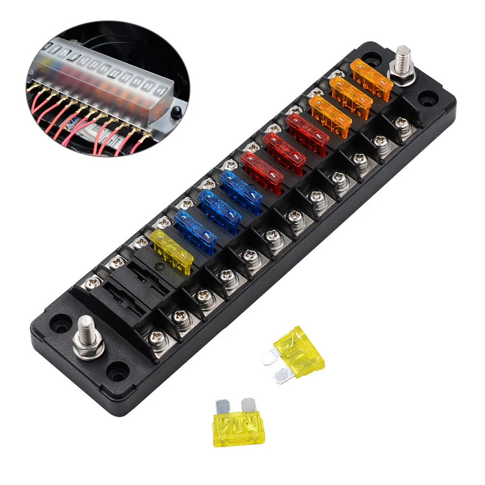 

Car Fuses Box Holder 12V 75A Mass Breaker Digital Voltmeter Dual USB Port Fuse Block 6 Ways 12 Ways For Boat Camper RV Parts