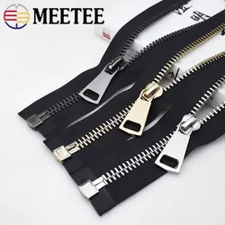 1Pc Meetee 10# Metal Large Zippers 70/80/90cm Open-end Zip for Jacket Leather Coat Ultra Wide Zipper Sewing Accessory Material